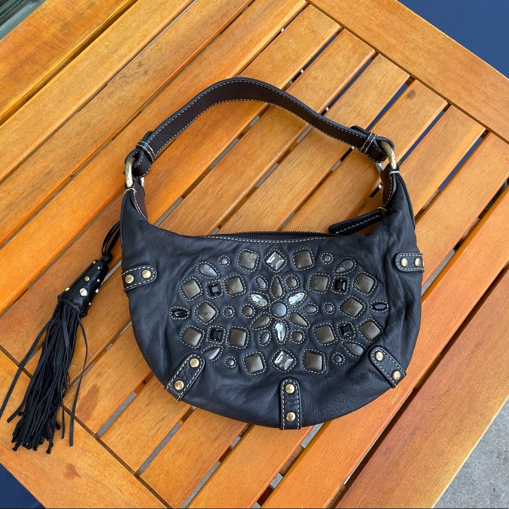 Small Black Leather Shoulder Bag!